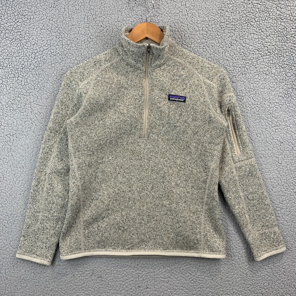 Patagonia Better Sweater 1/4 Zip Pullover Pelican Beige Fleece Top Womens Small